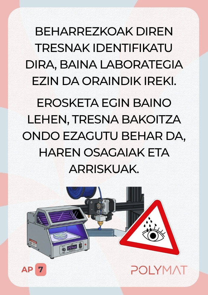 Beharrezkoak diren tresnak identifikatu dira, baina laborategia ezin da oraindik ireki. Erosketa egin baino lehen, tresna bakoitza ondo ezagutu behar da, haren osagaiak eta arriskuak.